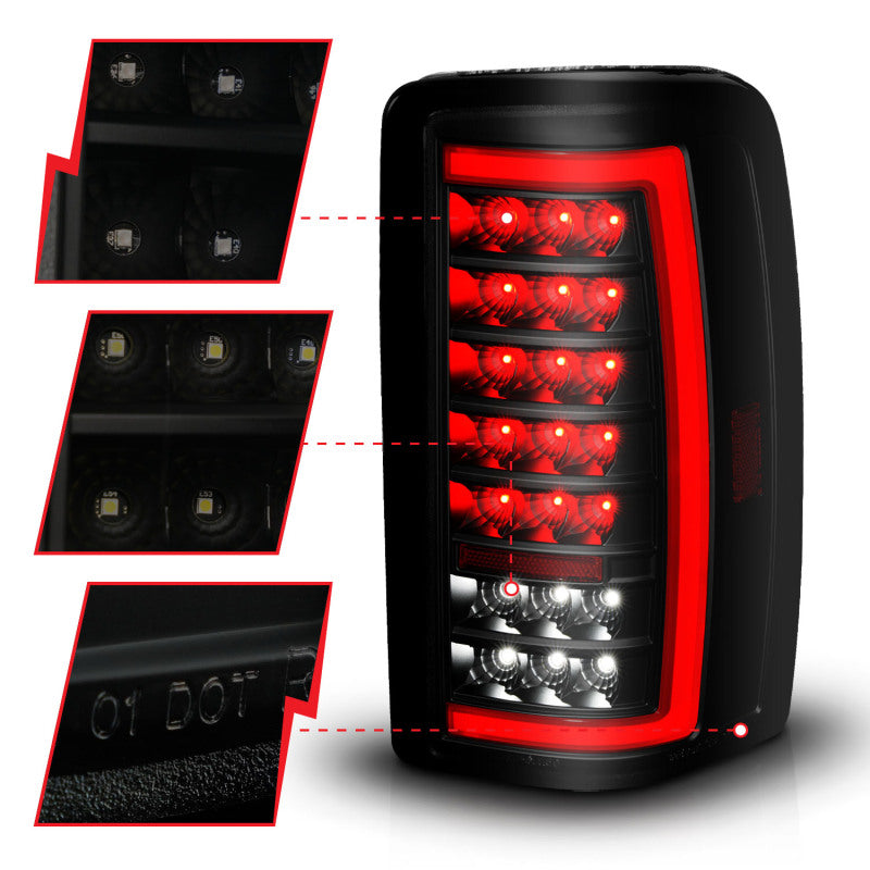 ANZO 00-06 Chevrolet Tahoe / GMC Yukon Full LED Taillights w/ Lightbar Black Housing/Smoke Lens - Burkken Auto Parts