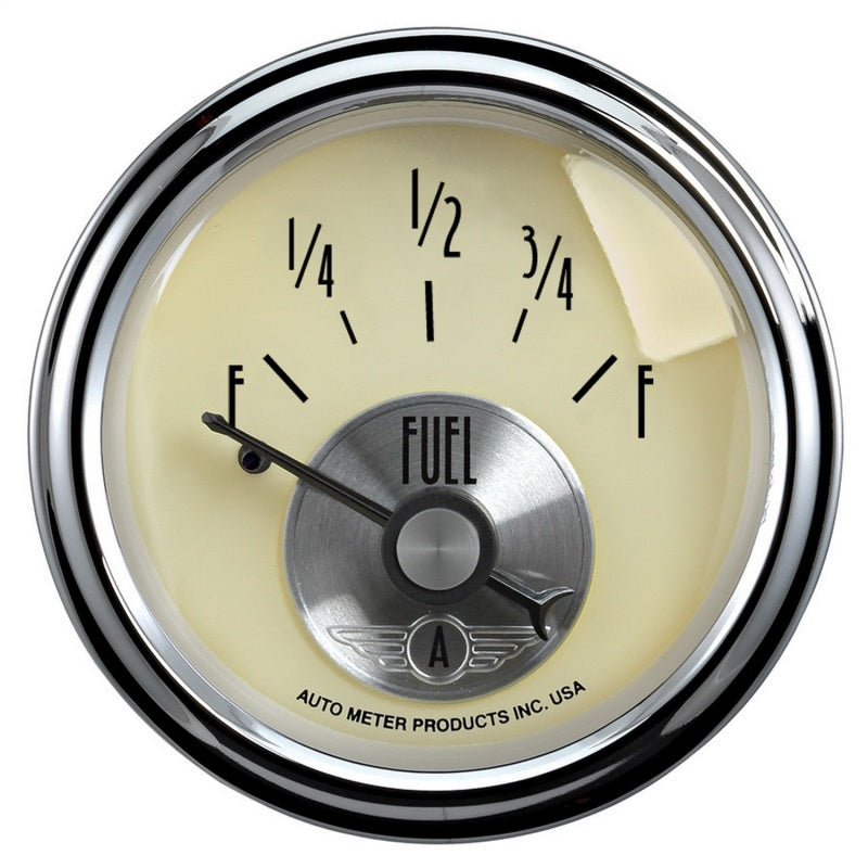 AutoMeter Gauge Fuel Level 2-1/16in. 240 Ohm(e) to 33 Ohm(f) Elec Prestige Antq. Ivory - Burkken Auto Parts