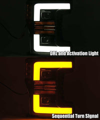 AlphaRex 17-19 Ford F-250 SD PRO-Series Proj Headlights Plank Style Chrome w/Activ Light/Seq Signal - Burkken Auto Parts