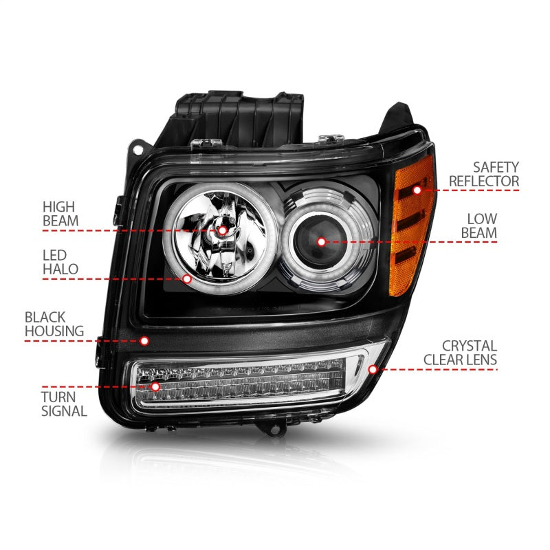 ANZO 2007-2012 Dodge Nitro Projector Headlights w/ Halo Black (CCFL) G2 - Burkken Auto Parts