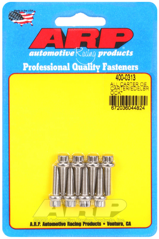 ARP All Carter OE/Carter/Edelbrock (Performer and Thunder Series) Carburetor Bolt Kit - Burkken Auto Parts