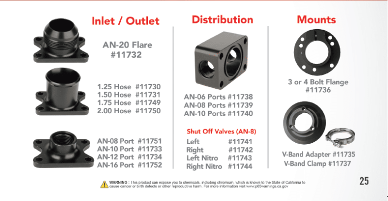 Aeromotive System Pump 16.5gpm Shut Off Valve 2x 08AN Blocks 1.25in Inlet 10AN Outlet .775 Gear Set - Burkken Auto Parts