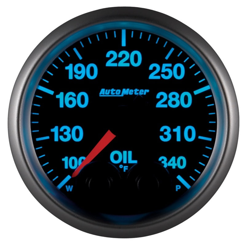 Autometer Elite 52mm 100-340 Deg F Oil Temp Peak & Warn w/ Electronic Control Gauge - Burkken Auto Parts