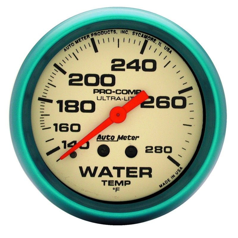 Autometer Ultra-Nite 66.7mm 140-280 Deg F Mechanical Water Temp Gauge - Burkken Auto Parts