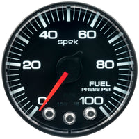 Autometer Spek-Pro Gauge Fuel Press 2 1/16in 100psi Stepper Motor W/Peak & Warn Blk/Blk - Burkken Auto Parts