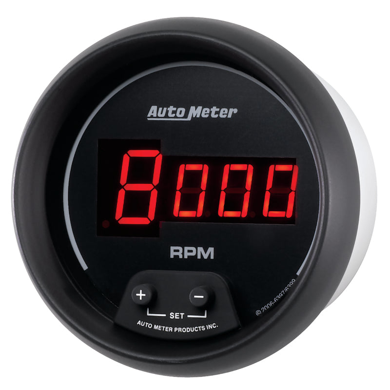 AutoMeter Gauge Tach 3-3/8in. 10K RPM In-Dash Digital Black Dial W/ Red Led - Burkken Auto Parts