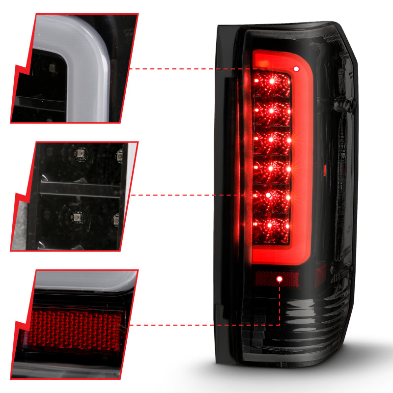 ANZO 1987-1996 Ford F-150 LED Taillights Black Housing Smoke Lens (Pair) - Burkken Auto Parts