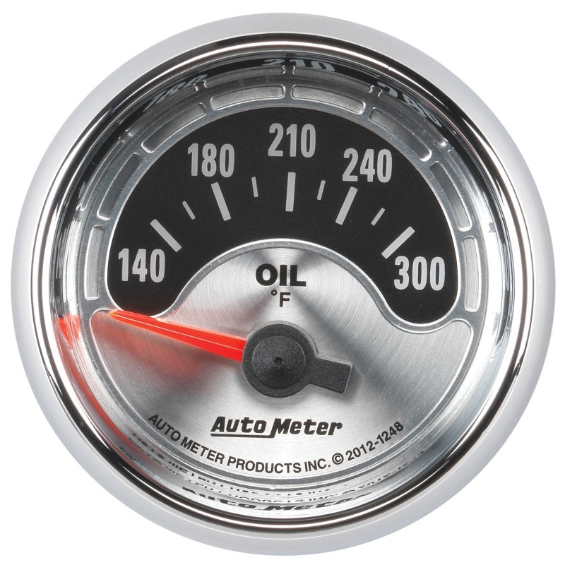 Autometer American Muscle 2-1/16in Short Sweep Electric 140-300 Deg F Oil Temp Gauge - Burkken Auto Parts