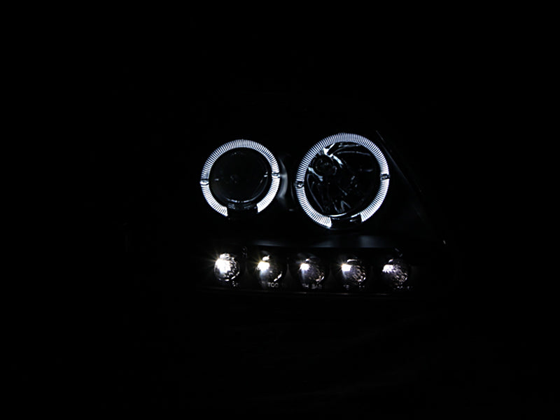 ANZO 1997.5-2003 Ford F-150 Projector Headlights w/ Halo and LED Black 1pc - Burkken Auto Parts