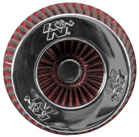 K&N Universal Air Filter Chrome Round Tapered Red - 4in Flange ID x 1.125in Flange Length x 5.5in H - Burkken Auto Parts