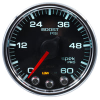Autometer Spek-Pro Gauge Boost 2 1/16in 60psi Stepper Motor W/Peak & Warn Blk/Chrm - Burkken Auto Parts