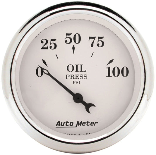 Auto Meter 2-1/16in 100PSI Electronic Oil Pressure Old Tyme White Gauge - Burkken Auto Parts