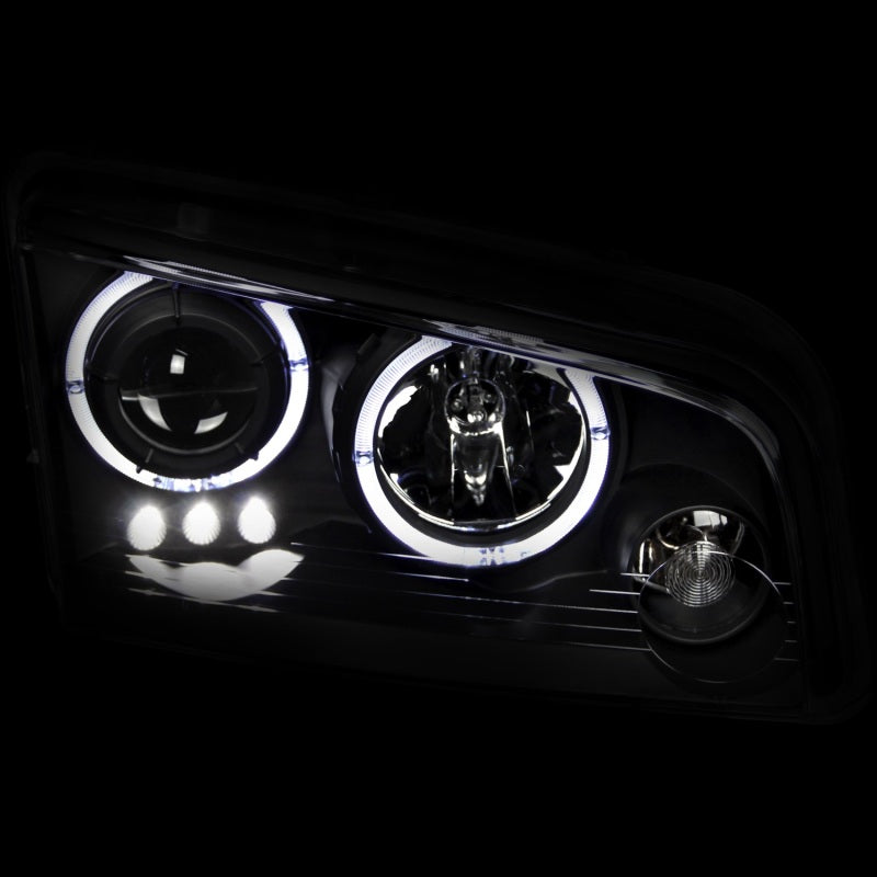 ANZO 2006-2010 Dodge Charger Projector Headlights w/ Halo Black - Burkken Auto Parts