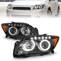 ANZO 2005-2010 Scion Tc Projector Headlights w/ Halo Black (CCFL) - Burkken Auto Parts