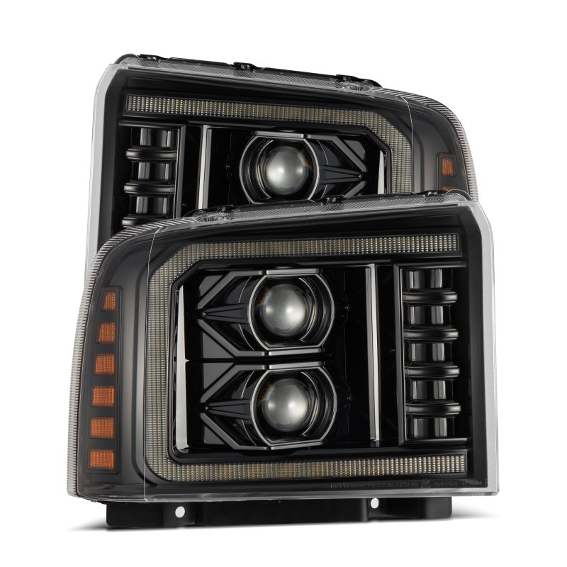 AlphaRex 05-07 Ford F250-550 PRO-Series Projector Headlights Alpha-Black - Burkken Auto Parts
