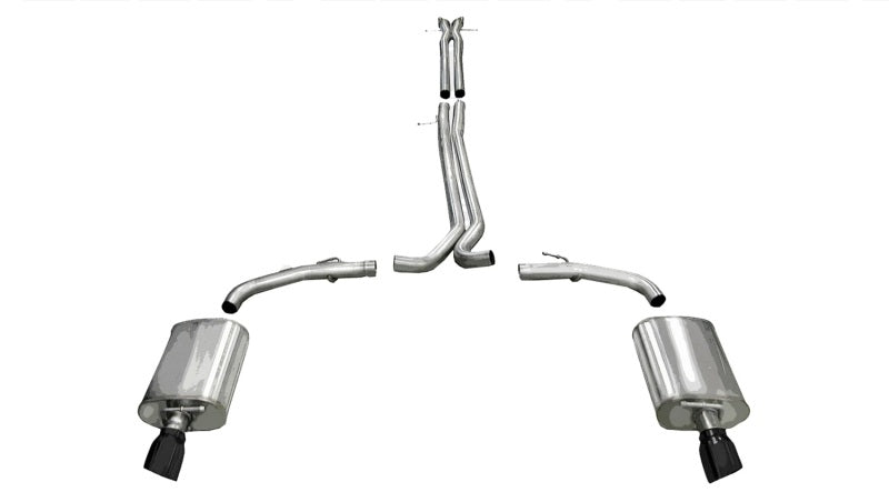 Corsa 2010-2019 Ford Taurus SHO 3.5L V6 Turbo Sport Cat-Back Exhaust w/ Dual 4in Black Tips - Burkken Auto Parts