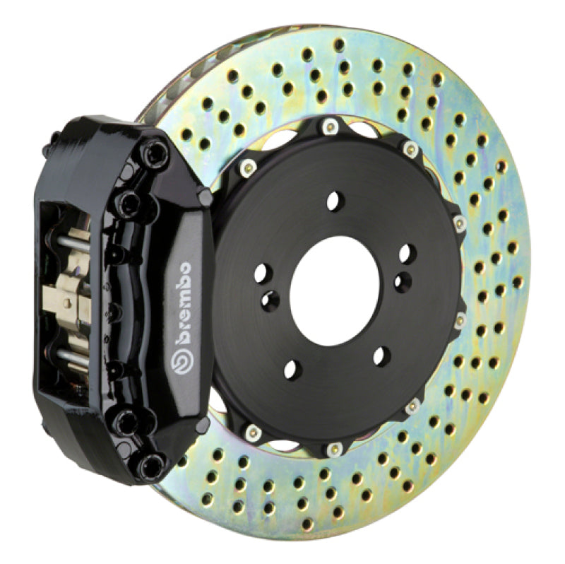 Brembo 90-01 Integra Front GT BBK 4 Piston Cast 2pc 328x28 2pc Rotor Drilled-Black - Burkken Auto Parts