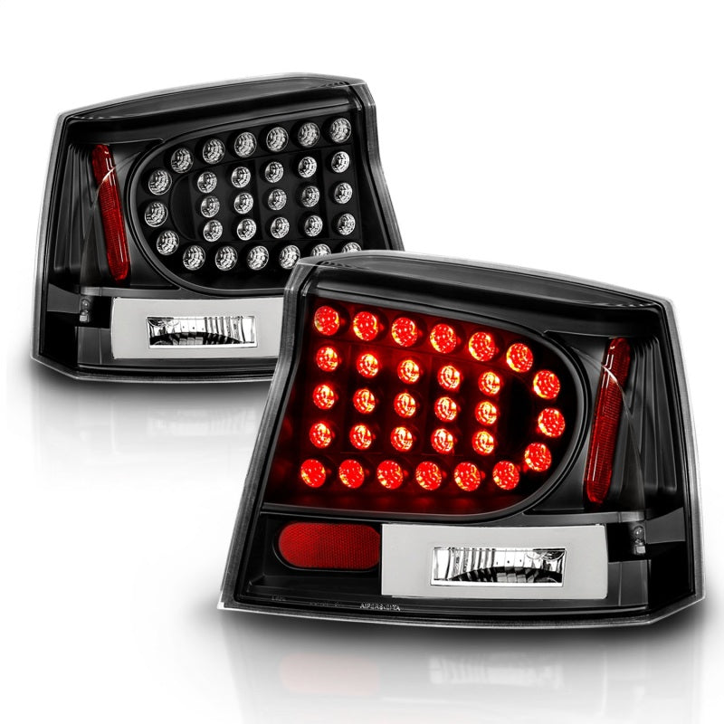 ANZO 2006-2008 Dodge Charger LED Taillights Black - Burkken Auto Parts