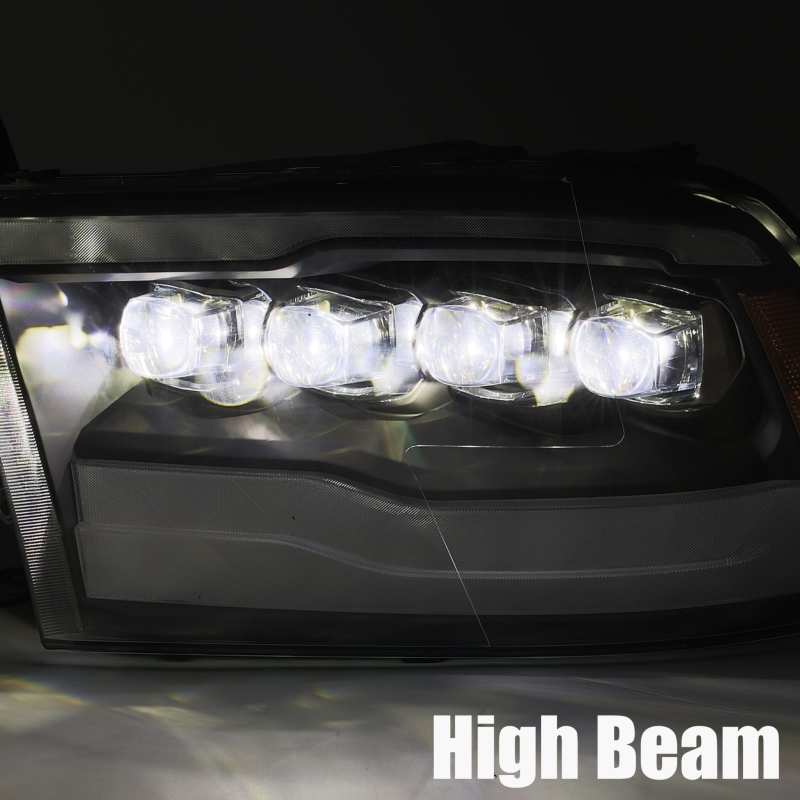 AlphaRex 09-18 Dodge Ram 1500HD NOVA LED Projector Headlights Plank Style Design Gloss Black w/DRL - Burkken Auto Parts