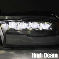 AlphaRex 09-18 Dodge Ram 1500HD NOVA LED Projector Headlights Plank Style Design Gloss Black w/DRL - Burkken Auto Parts