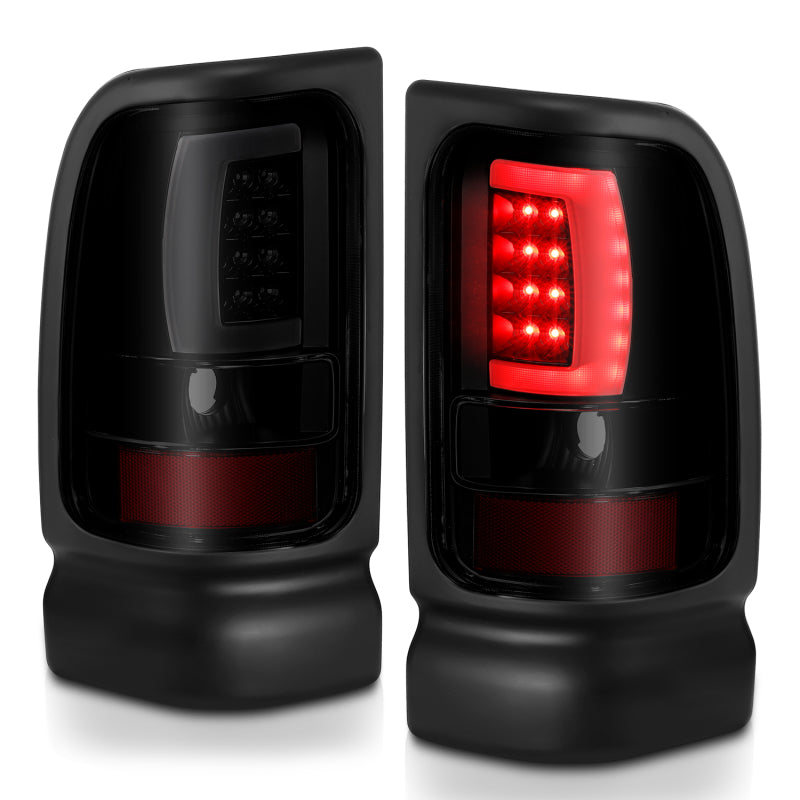 ANZO 1994-2001 Dodge Ram 1500 LED Taillights Plank Style Black w/Smoke Lens - Burkken Auto Parts