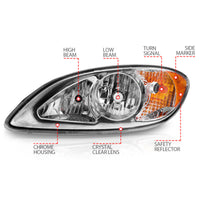 ANZO 2008-2016 International Prostar Crystal Headlights Chrome Housing - Burkken Auto Parts