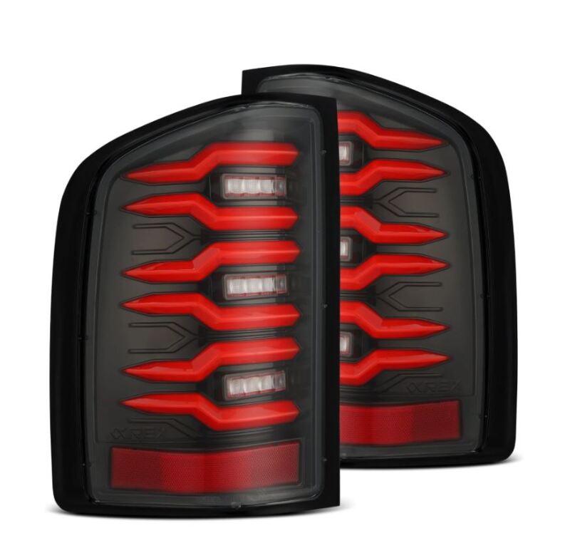 AlphaRex 07-14 Chevrolet Silverado 1500/2500HD/3500HD Luxx-Series LED Tail Lights Black/Red - Burkken Auto Parts