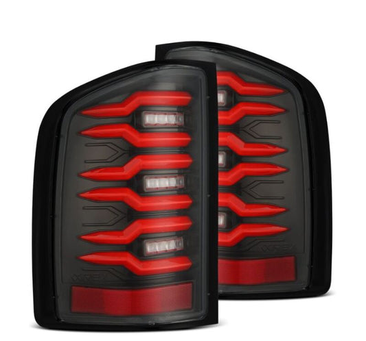 AlphaRex 07-14 Chevrolet Silverado 1500/2500HD/3500HD Luxx-Series LED Tail Lights Black/Red - Burkken Auto Parts