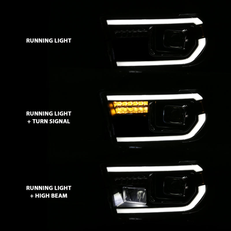 ANZO 2007-2014 Toyota Tundra Projector Light Bar H.L Black Amber(Led High Beam) (Halogen Version) - Burkken Auto Parts