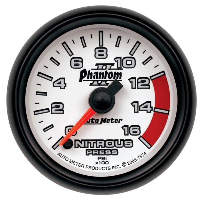 Autometer Phantom II 2-1/16in 0-1600 PSI Electrical Nitrous Pressure Gauge - Burkken Auto Parts