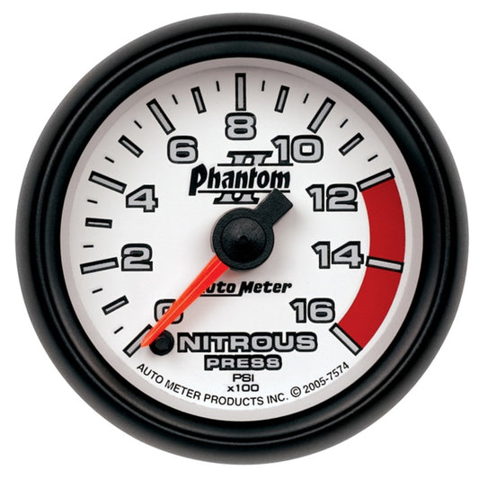 Autometer Phantom II 2-1/16in 0-1600 PSI Electrical Nitrous Pressure Gauge - Burkken Auto Parts