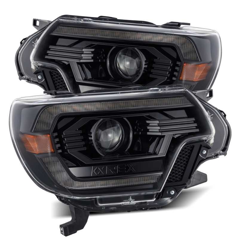 AlphaRex 12-15 Toyota Tacoma PRO-Series Projector Headlights Plank Style Alpha Black w/DRL - Burkken Auto Parts