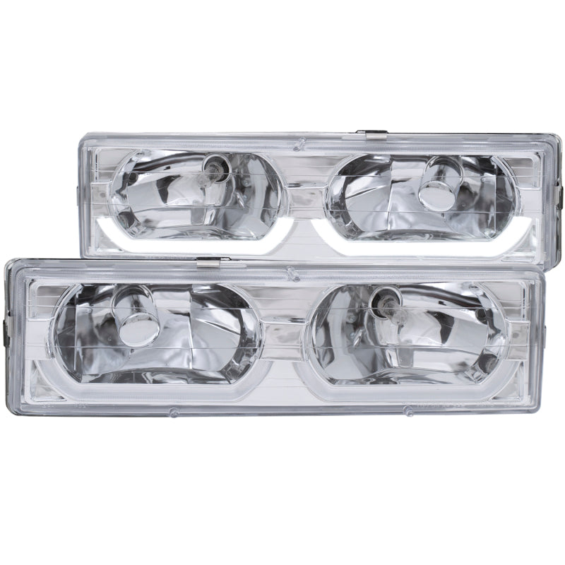ANZO 1988-1998 Chevrolet C1500 Crystal Headlights Chrome w/ Low - Brow - Burkken Auto Parts