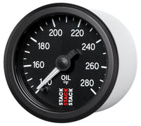 Autometer Stack 52mm 140-280 Deg F 1/8in NPTF Male Pro Stepper Motor Oil Temp Gauge - Black - Burkken Auto Parts