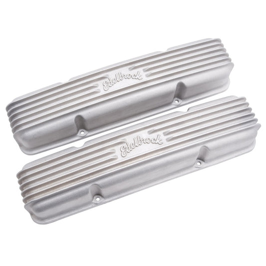 Edelbrock Valve Cover Classic Series Chevrolet 1959-1986 262-400 CI V8 w/ o Breather Holes Satin - Burkken Auto Parts