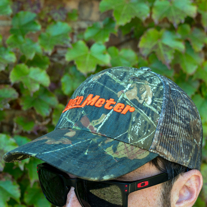 Autometer Hat Mesh Black w/ Velcro Hunting Camo Blaze Orange - Burkken Auto Parts