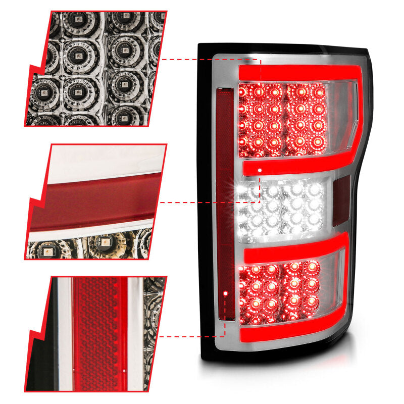 ANZO 18-19 Ford F-150 LED Taillights Chrome - Burkken Auto Parts