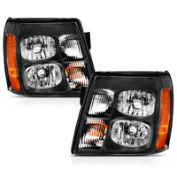 ANZO 2003-2006 Cadillac Escalade Crystal Headlight Black Amber - Burkken Auto Parts