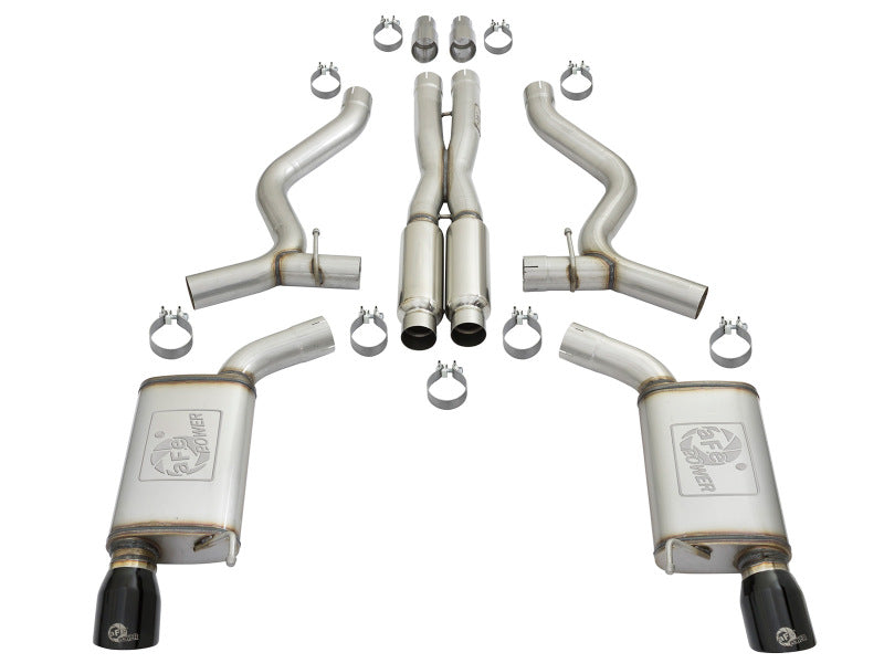 aFe MACHForce XP 3in 304 SS Loud Tone Cat-Back w/ Black Tips 15-17 Ford Mustang V6-3.7L/V8-5.0L - Burkken Auto Parts
