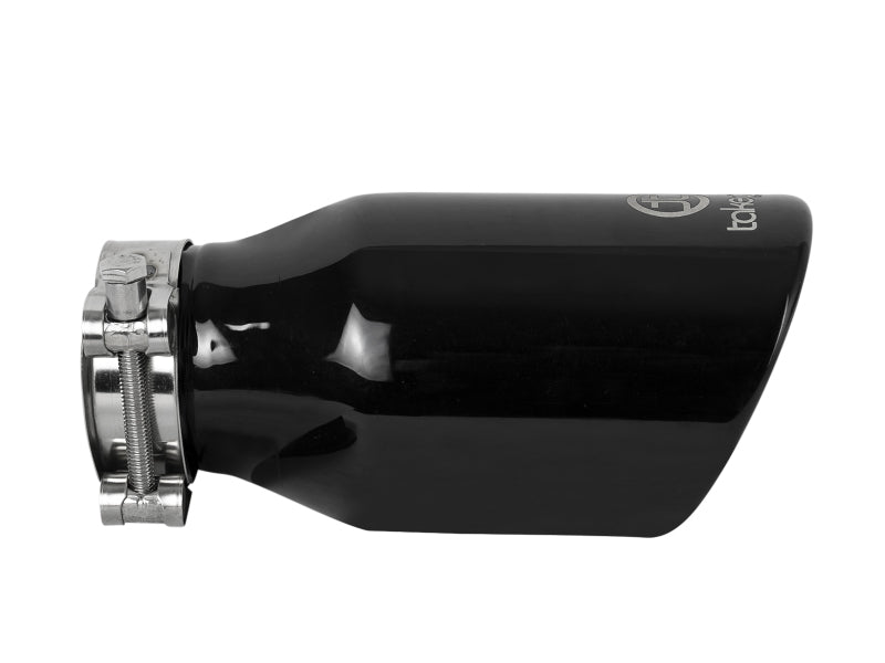 aFe Takeda 304 Stainless Steel Clamp-On Exhaust Tip 2.5in.Inlet / 4in Outlet - Black - Burkken Auto Parts
