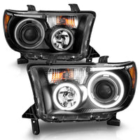 ANZO 2007-2013 Toyota Tundra Projector Headlights w/ Halo Black (CCFL) - Burkken Auto Parts