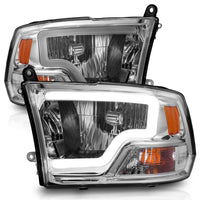 ANZO 2009-2018 Dodge Ram 1500/ 2500/ 3500 Crystal Headlights w/ Light Bar Chrome Housing - Burkken Auto Parts