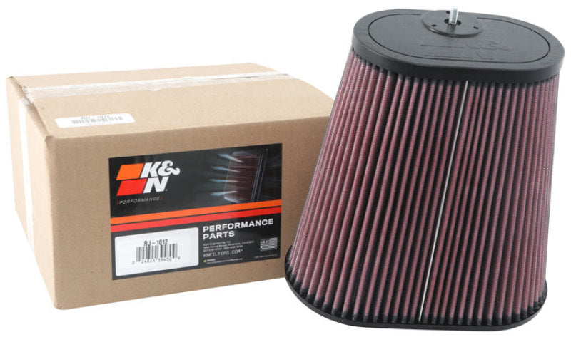 K&N Universal Clamp-On Air Filter 3-1/8in Dual FLG  8-7/8in X 5-3/16 B 6-1/4in X 4IN T, 9inH W/STUD - Burkken Auto Parts