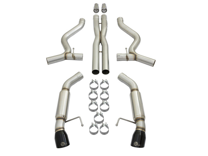 aFe MACHForce XP 3in 304 SS Sport Tone Cat-Back w/ Black Tips 15-17 Ford Mustang V6-3.7L/V8-5.0L - Burkken Auto Parts