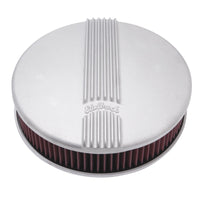 Edelbrock Air Cleaner Classic Series Round Aluminum Top Cloth Element 14In Dia X 3 9In Satin - Burkken Auto Parts