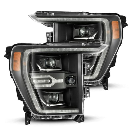 AlphaRex 21-22 Ford F150 Luxx-Series Projector Headlights Black w/Activ Light/Seq Signal - Burkken Auto Parts