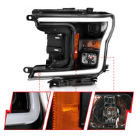 ANZO 2018-2019 Ford F-150 Projector Plank Style H.L. Black Amber (Without Switchback) - Burkken Auto Parts