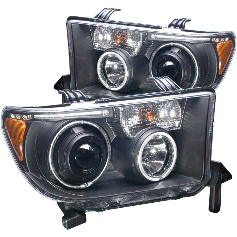 ANZO 2007-2013 Toyota Tundra Projector Headlights w/ Halo Black (CCFL) - Burkken Auto Parts