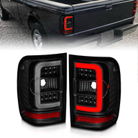ANZO 01-11 Ford Ranger LED Taillights - Black Housing w/ Smoke Lens & Light Bar - Burkken Auto Parts