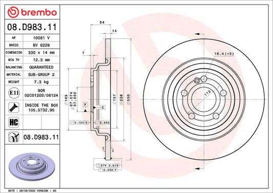 Brembo 16-17 Honda Accord/16-22 Civic/19-22 Insight Front UV Coated Rotor
